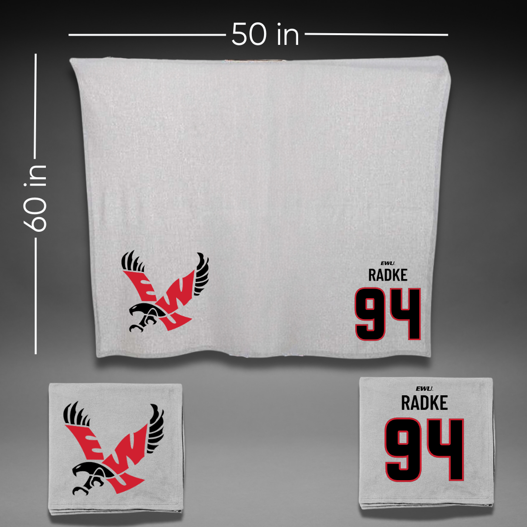 Eastern Washington University Football Gray Blanket - #94 Jaden Radke