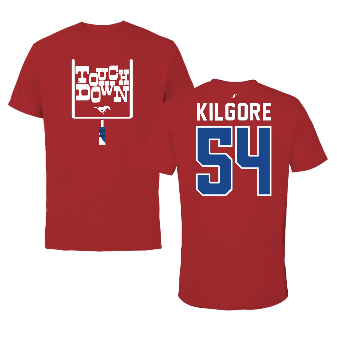Southern Methodist University Football Canvas Red Touchdown Tee - #54 Alex Kilgore