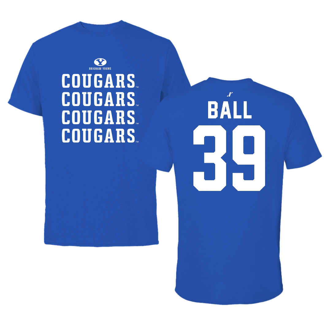 Brigham Young University Baseball Blue General Tee - #39 Nicholas Ball