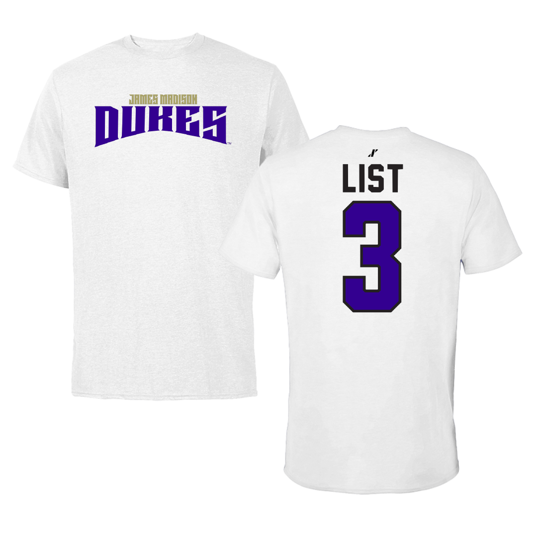 James Madison University Softball White Classic Tee - #3 Payton List