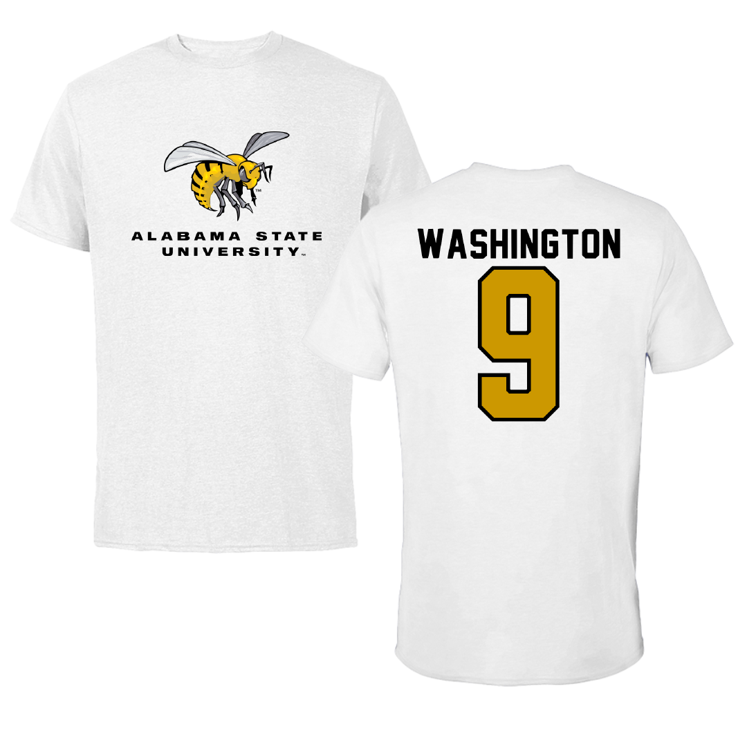 Alabama State University Soccer White Tee - #9 Sydney Washington