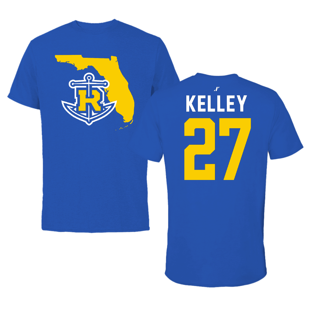 Rollins College Baseball Blue State Tee - #27 Ryan Kelley