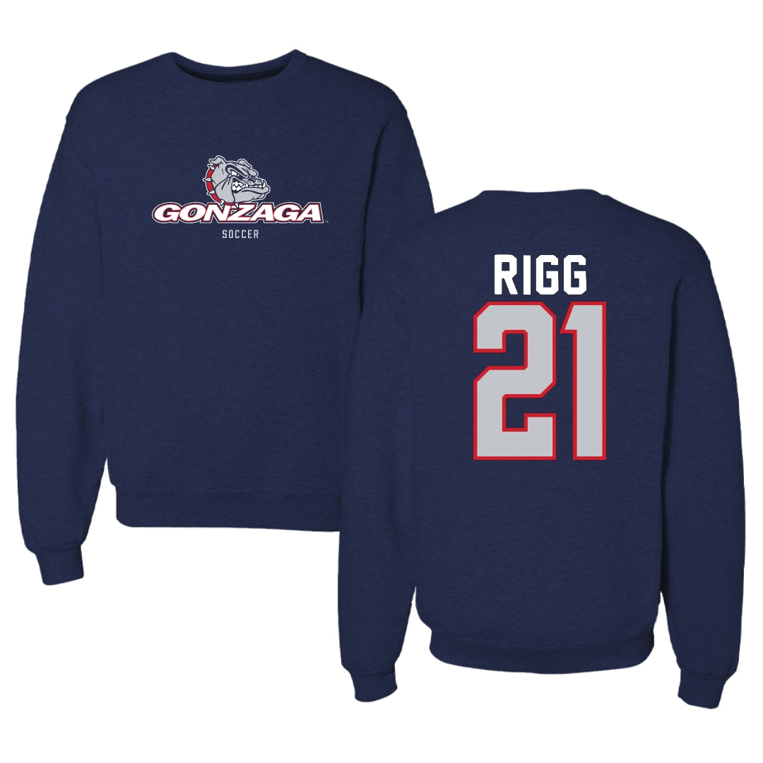 Gonzaga University Soccer Navy Block Crewneck - #21 Katelyn Rigg