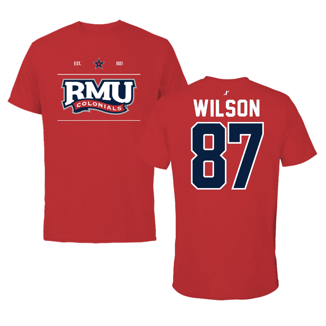 Robert Morris University Football Red General Tee - #87 Trevor Wilson