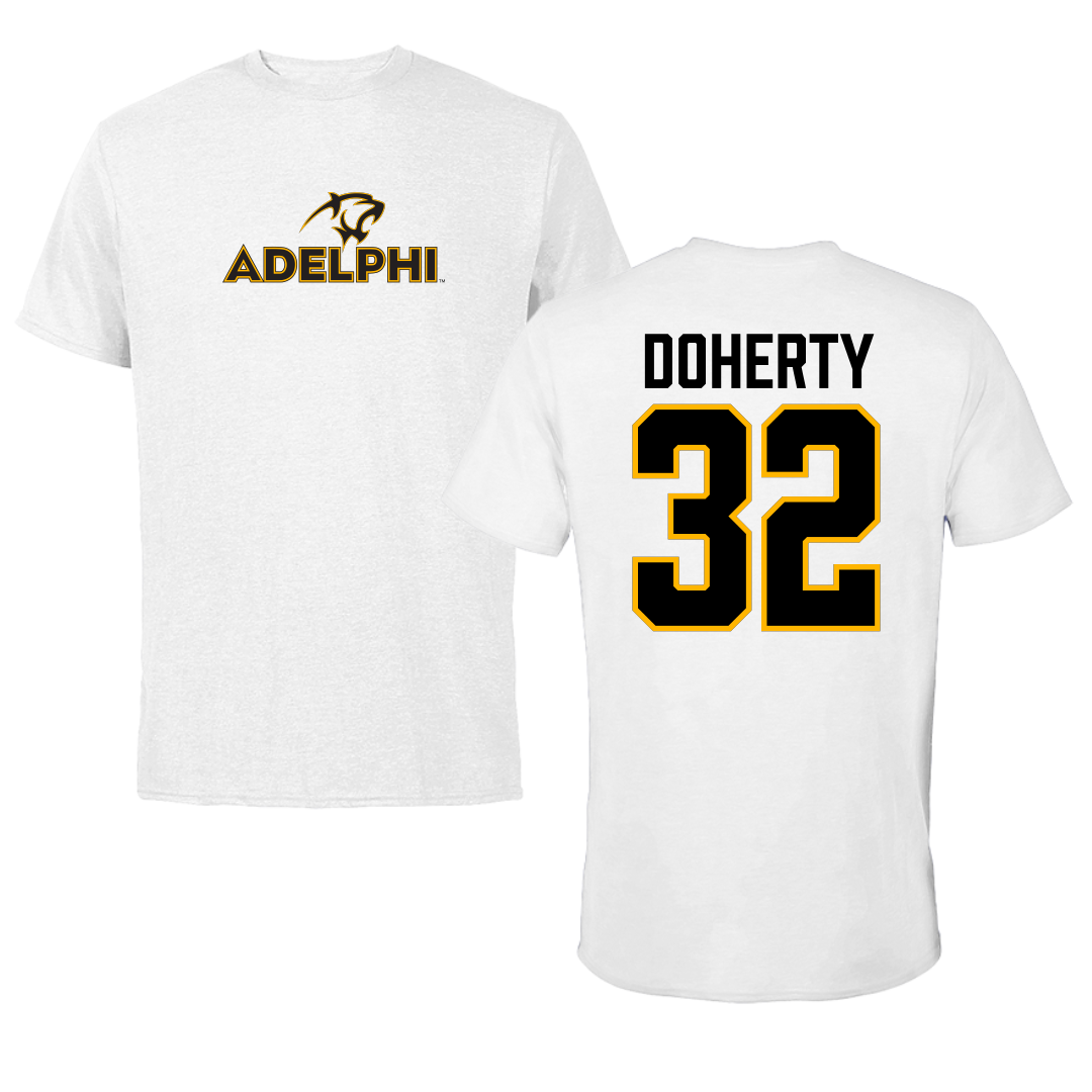 Adelphi University Lacrosse White Tee - #32 Brian Doherty