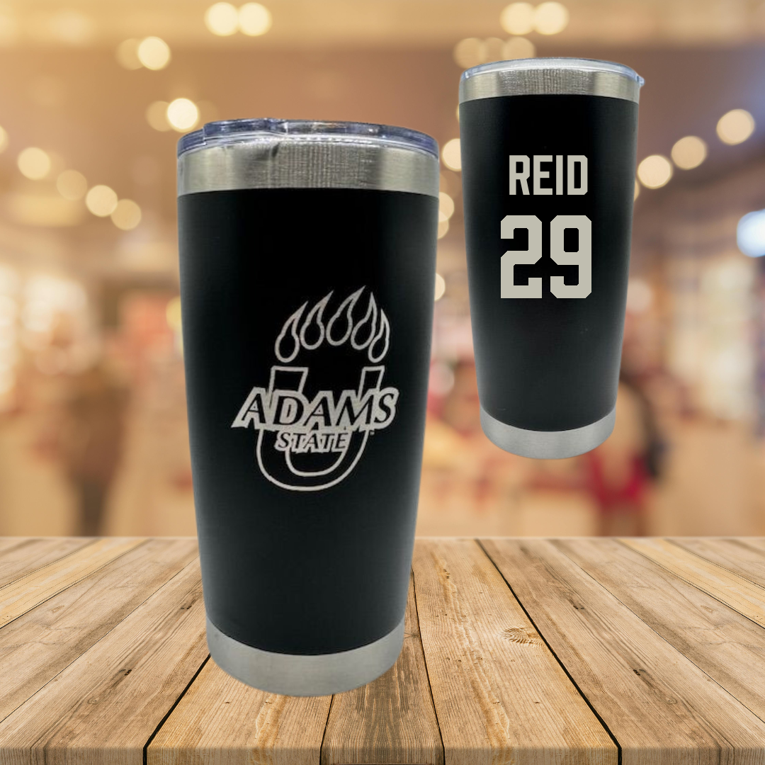 Adams State University Football Black Stainless Steel Tumbler - #29 Alex Reid