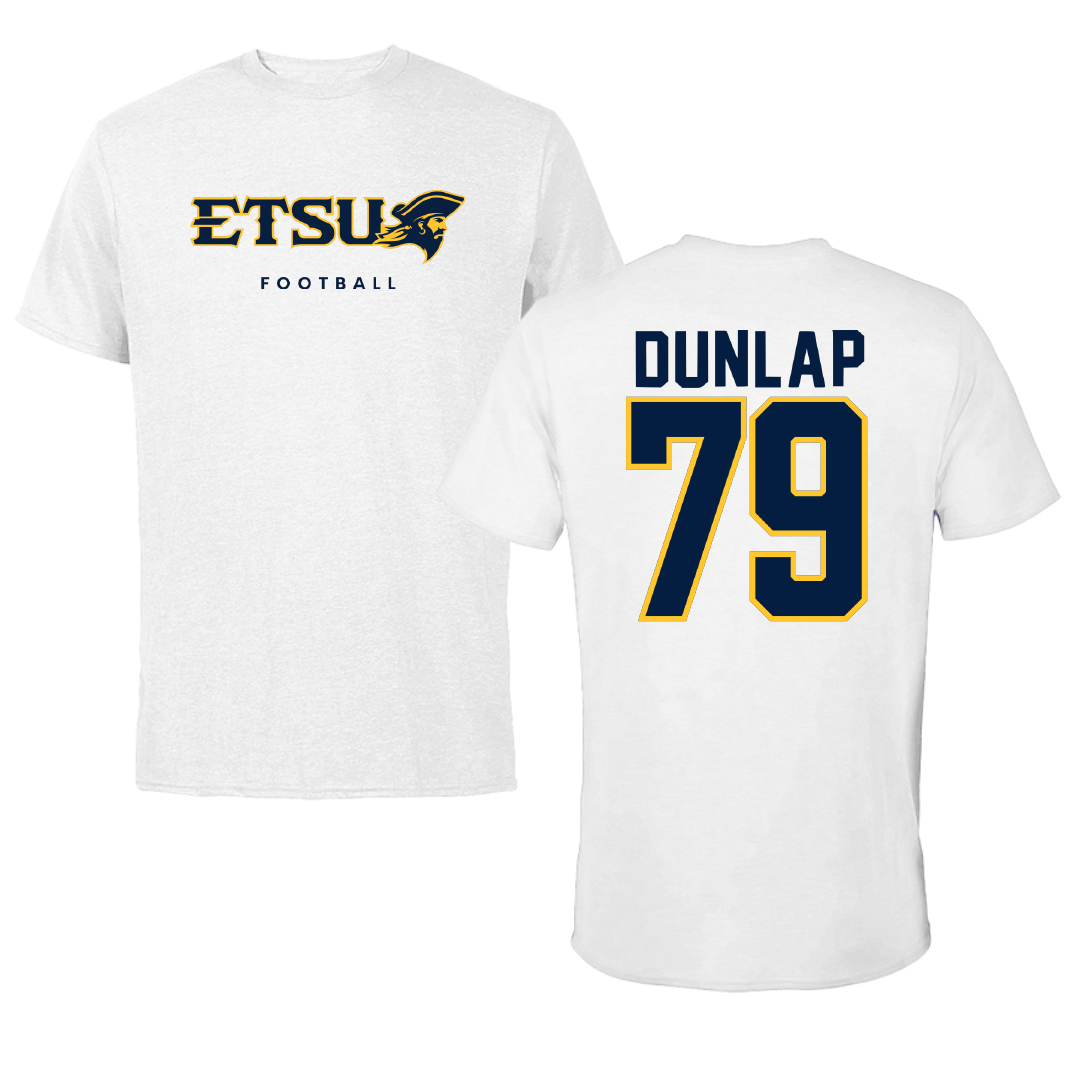 East Tennessee State University Football White Performance Tee - #79 Mitchell Dunlap