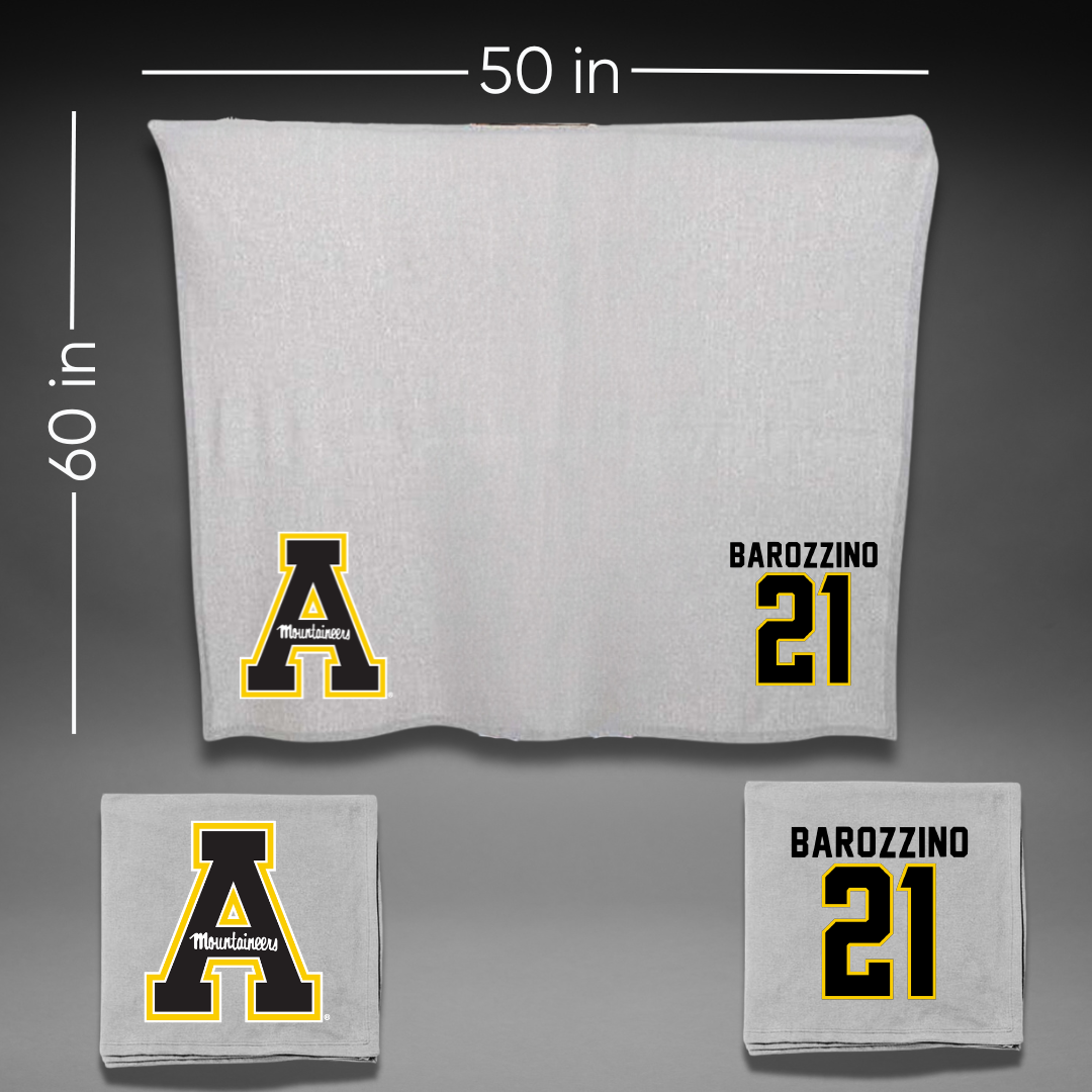 Appalachian State University Baseball Gray Blanket - #21 Conner Barozzino