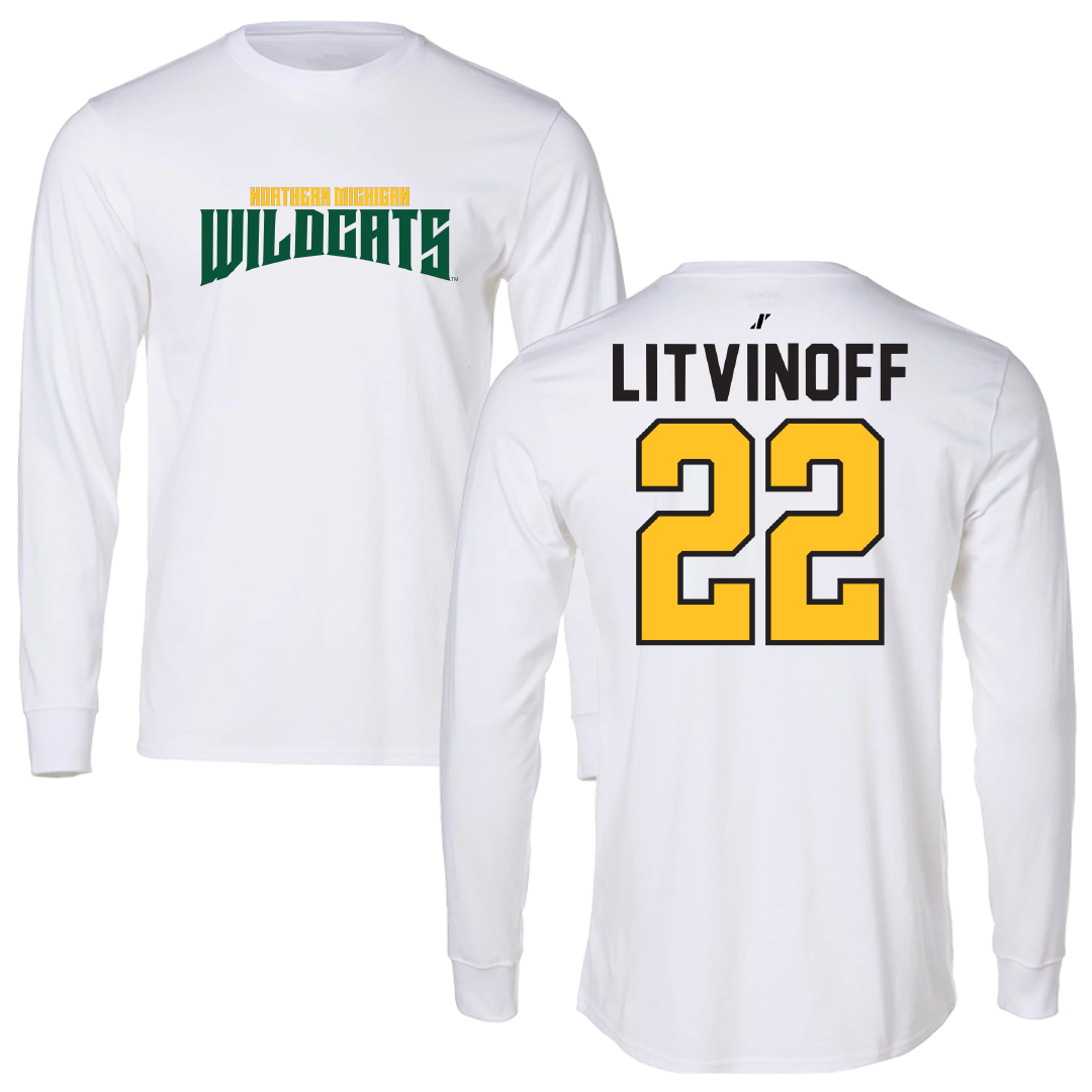 Northern Michigan University Basketball White Classic Performance Long Sleeve - #22 Kennedy Litvinoff