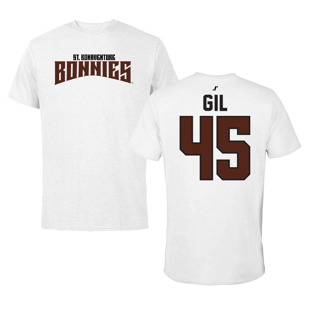 St. Bonaventure University Baseball White Classic Tee - #45 Samuel Gil