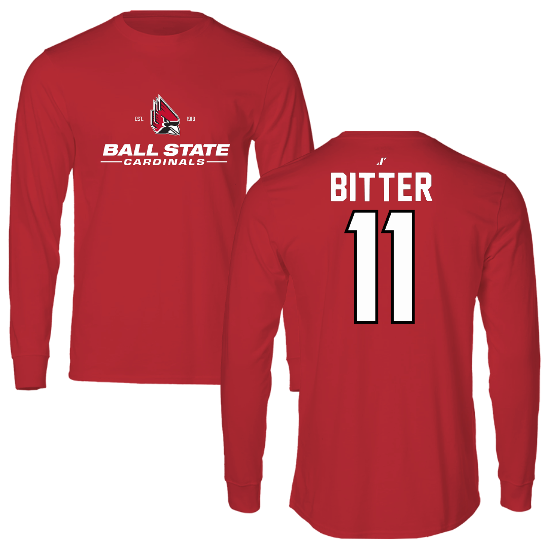 Ball State University Baseball Red General Long Sleeve - #11 Jaden Bitter