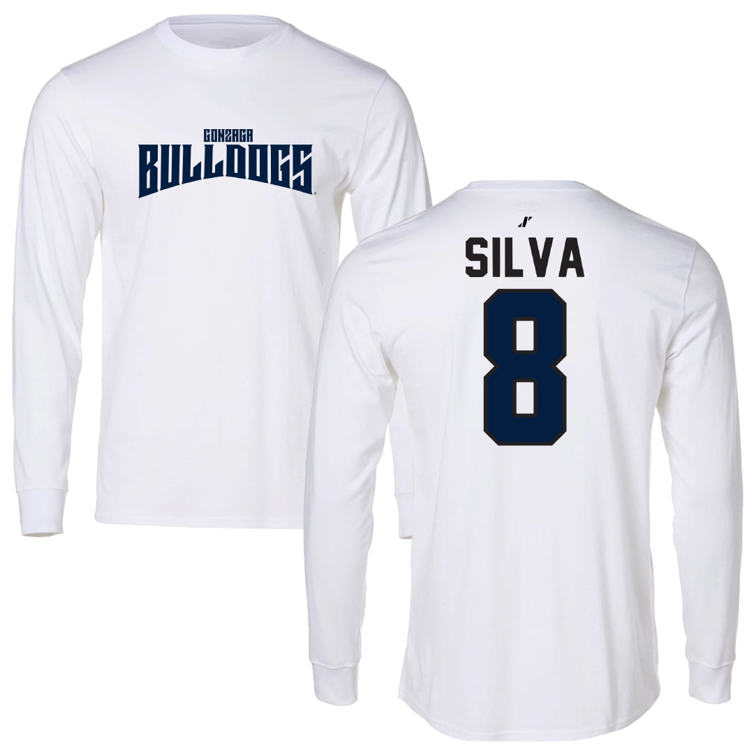 Gonzaga University Soccer White Classic Long Sleeve - #8 Ian Silva