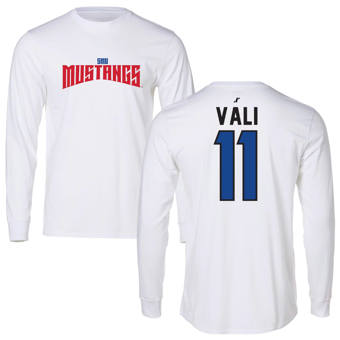 Southern Methodist University Soccer White Classic Performance Long Sleeve - #11 Addison Vali