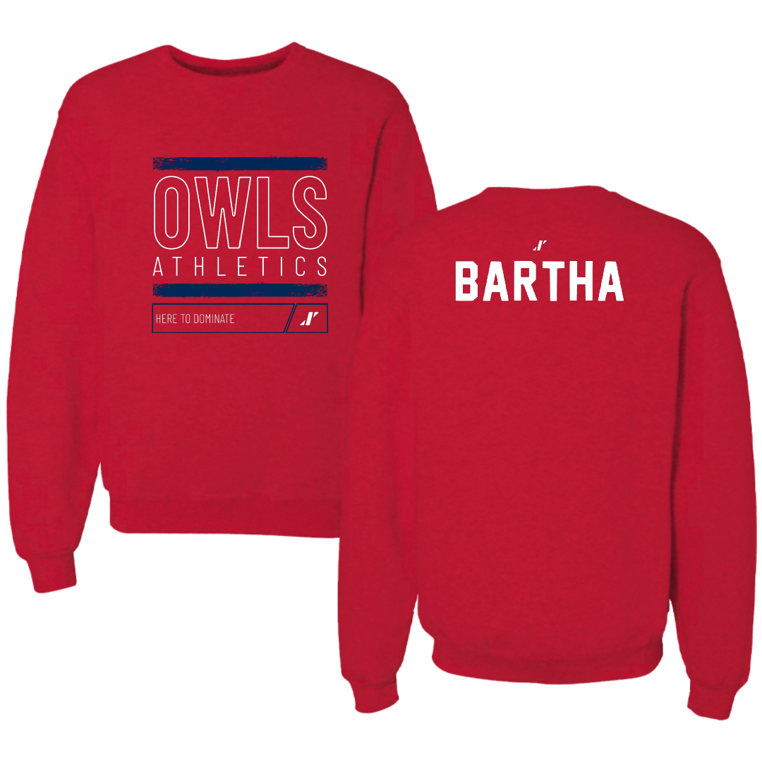 Florida Atlantic University Tennis Red Dominate Crewneck - Panna Bartha