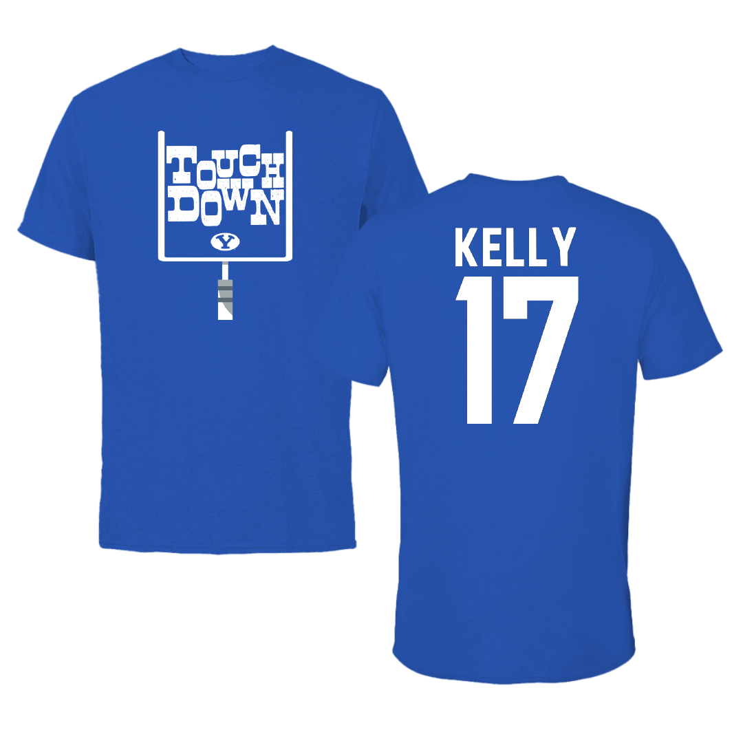 Brigham Young University Football Blue Touchdown Performance Tee - #17 Jack Kelly