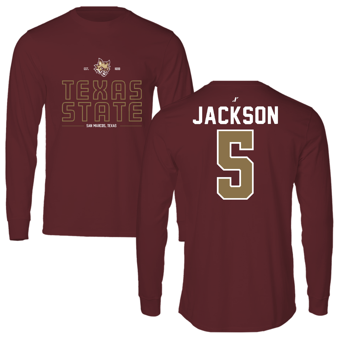 Texas State University Football Maroon General Long Sleeve - #5 Darius Jackson