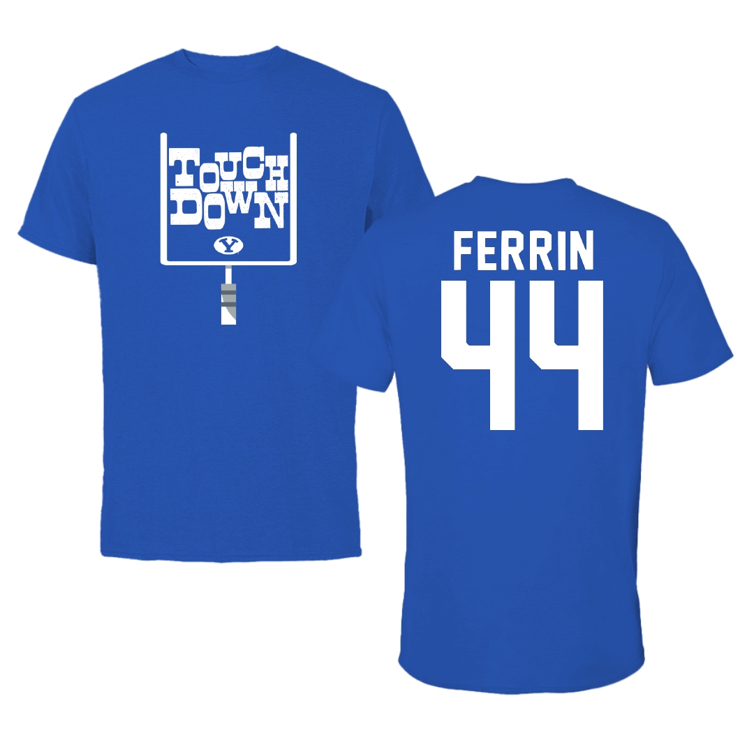Brigham Young University Football Blue Touchdown Tee - #44 Will Ferrin