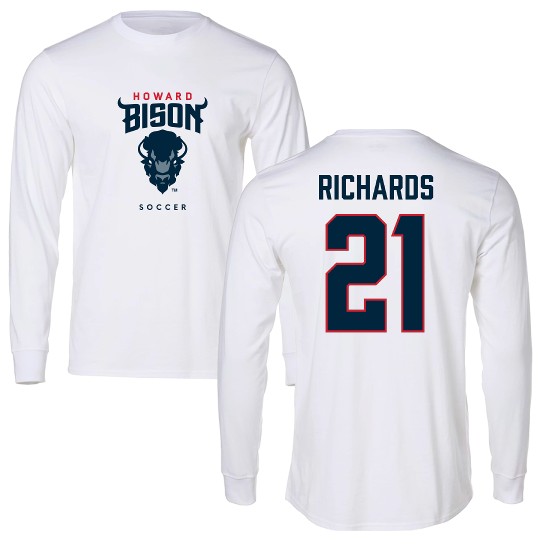 Howard University Soccer White Long Sleeve - #21 Mimi Richards