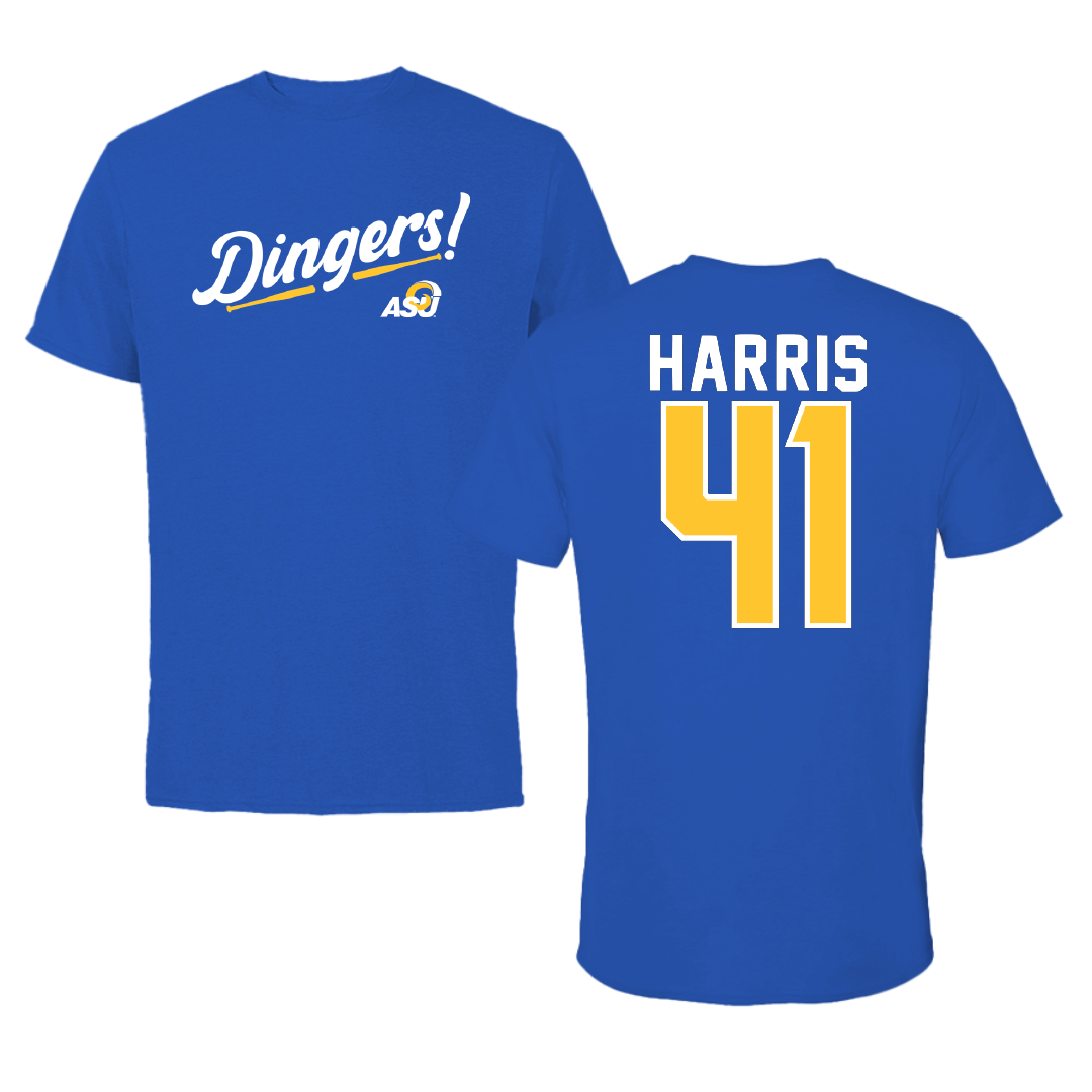 Angelo State University Baseball Blue Dingers Tee - #41 Justin Harris