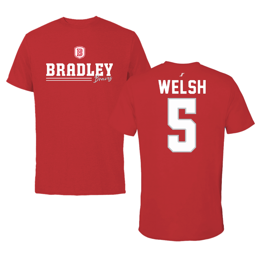Bradley University Softball Red General Performance Tee - #5 Addie Welsh