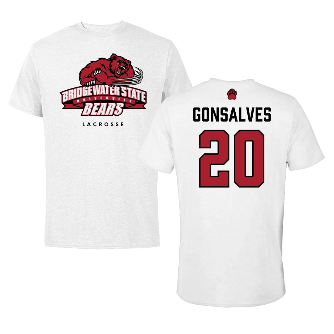 Bridgewater State University Lacrosse White Performance Tee - #20 Camryn Gonsalves
