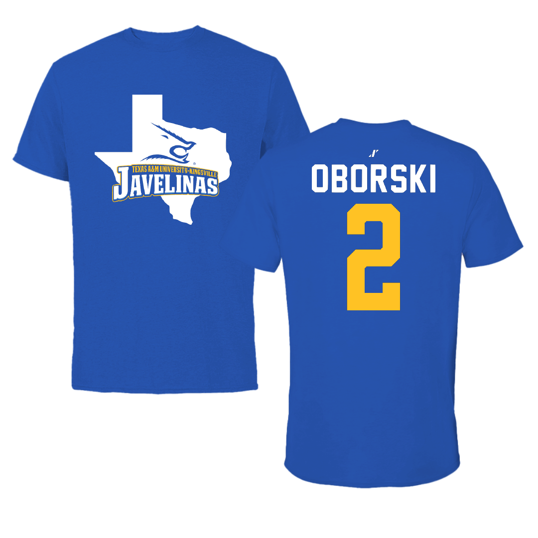 Texas A&M University-Kingsville Softball Blue State Tee - #2 Rylee Oborski