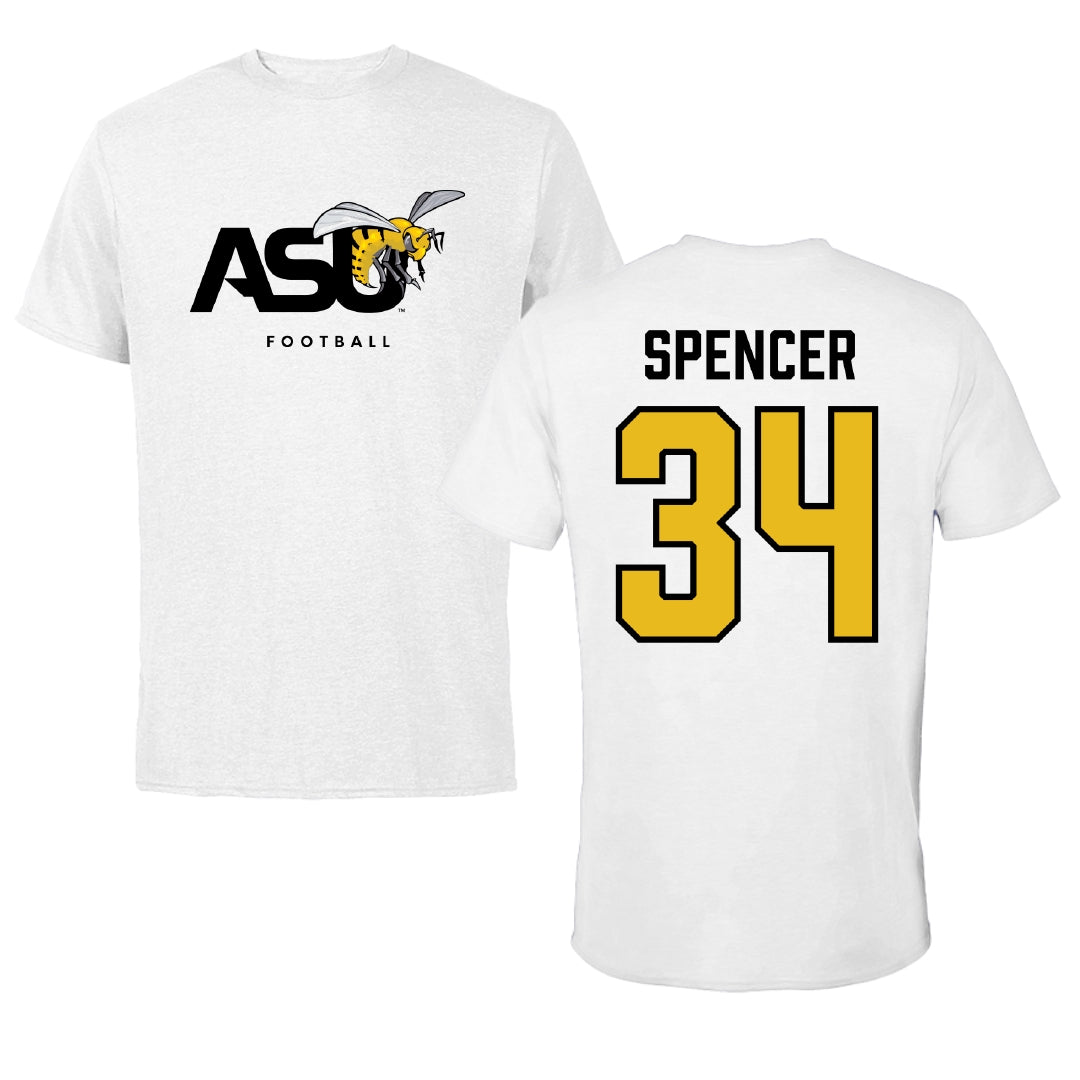 Alabama State University Football White ASU Tee - #34 Gabe Spencer