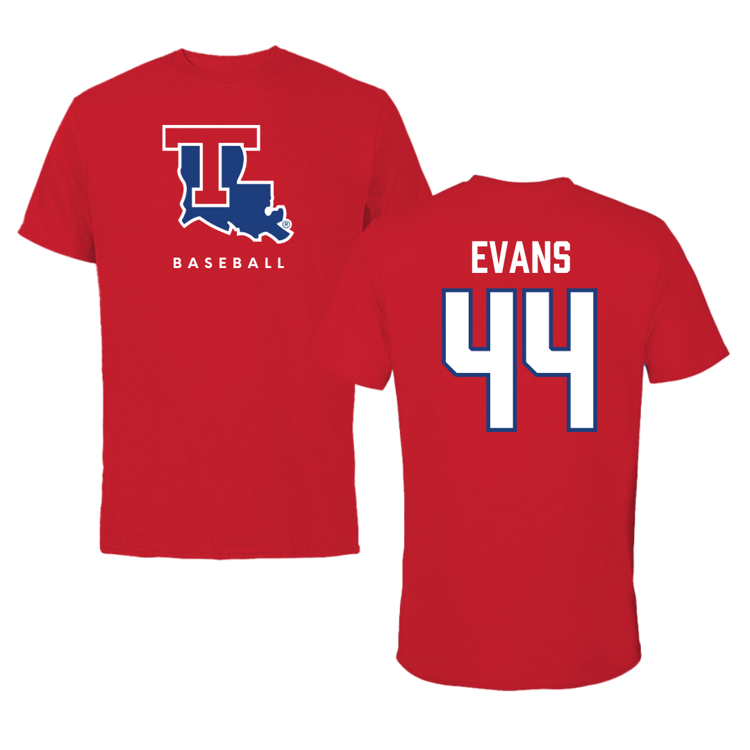 Louisiana Tech University Baseball Red Performance Tee - #44 John Evans