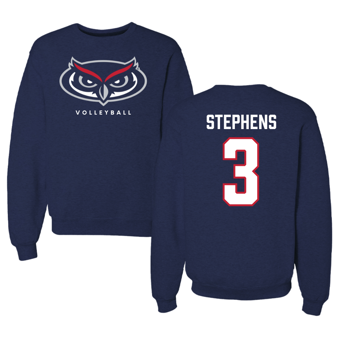 Florida Atlantic University Volleyball Navy Mascot Crewneck - #3 Nono Stephens