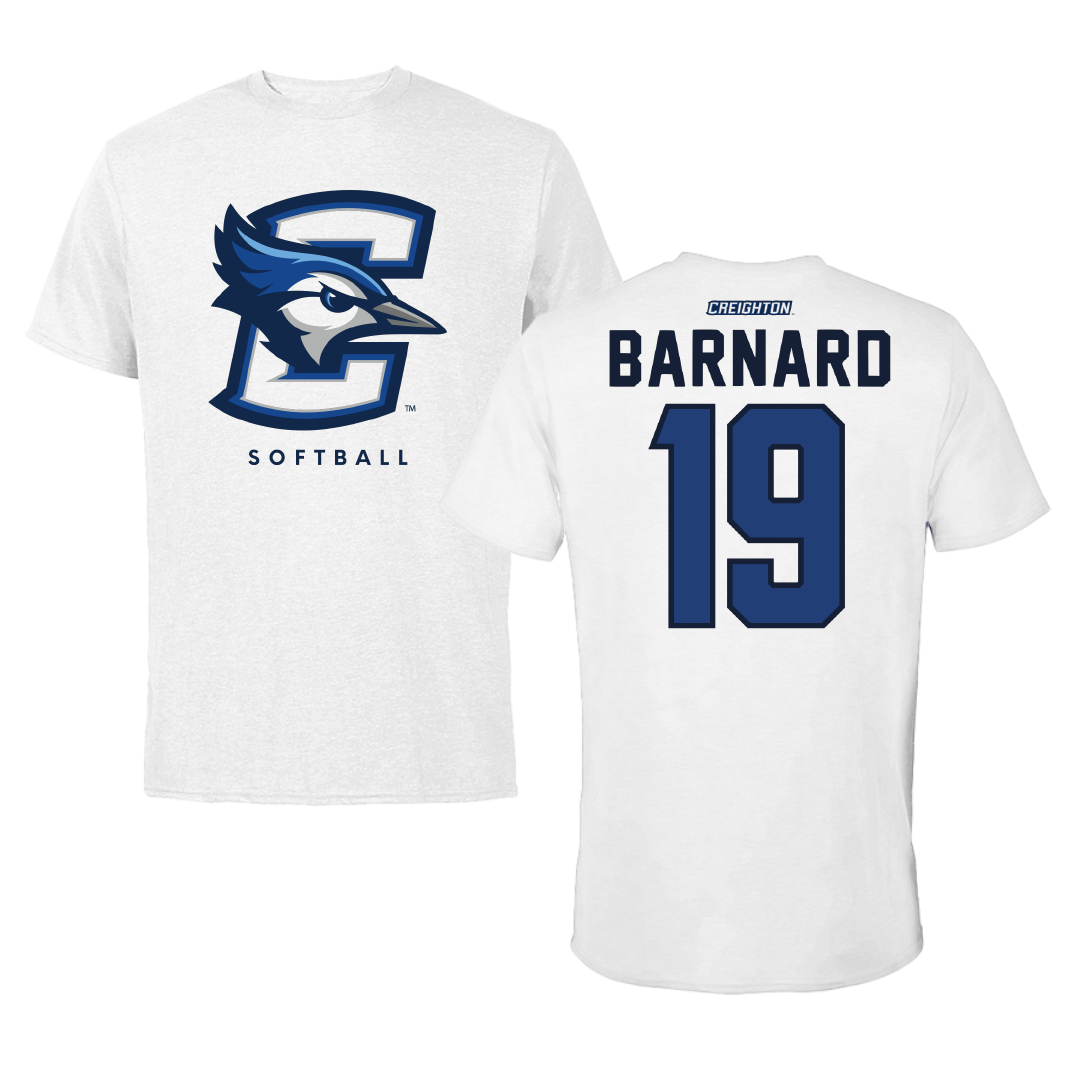 Creighton University Softball White Performance Tee - #19 Avery Barnard