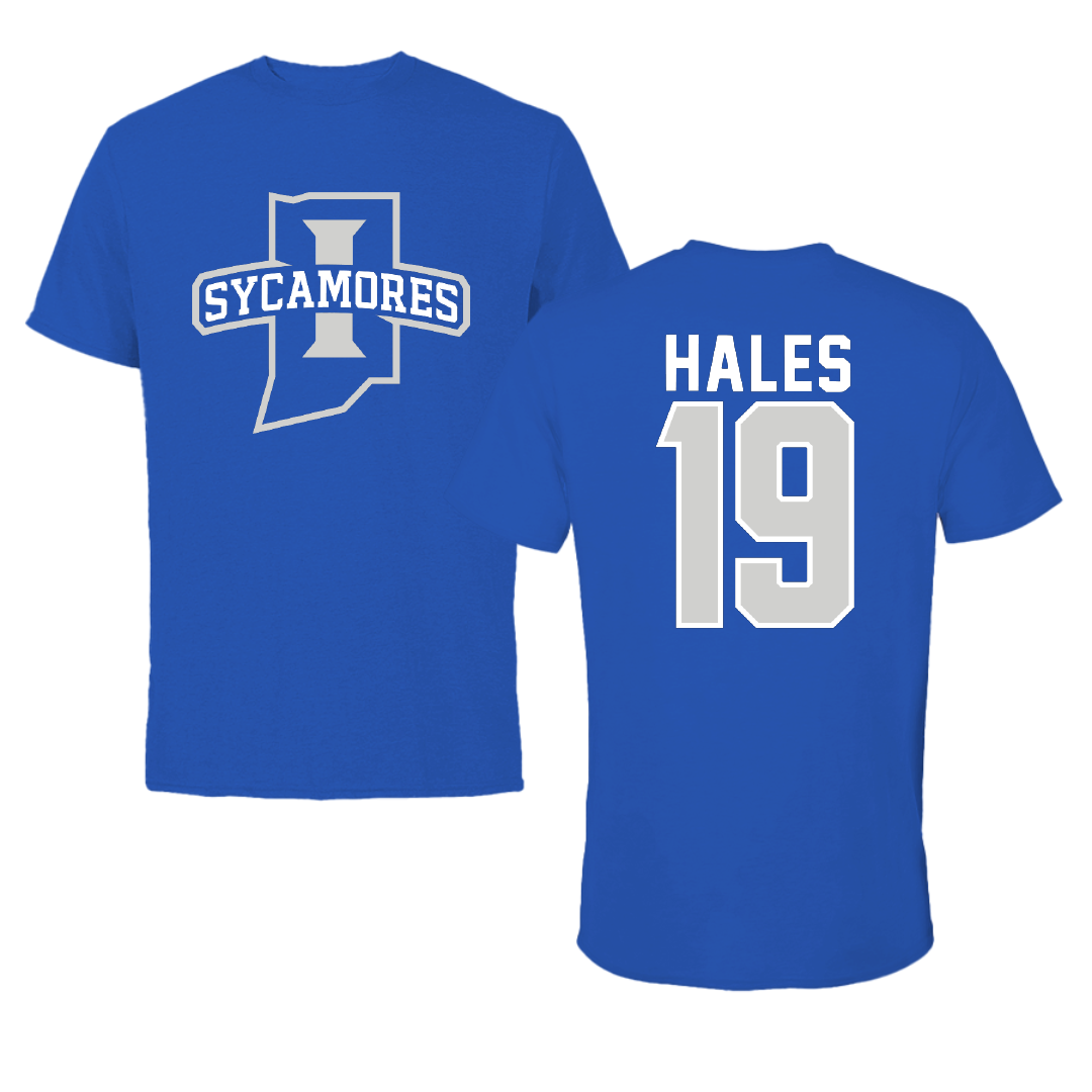 Indiana State University Volleyball Blue Mascot Performance Tee - #19 Avery Hales