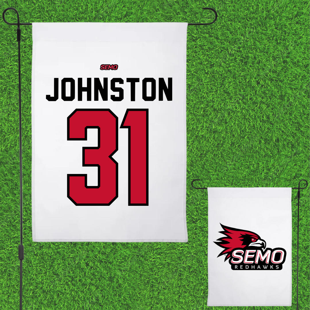 Southeast Missouri State University Baseball White Garden Flag - #31 Gavin Johnston