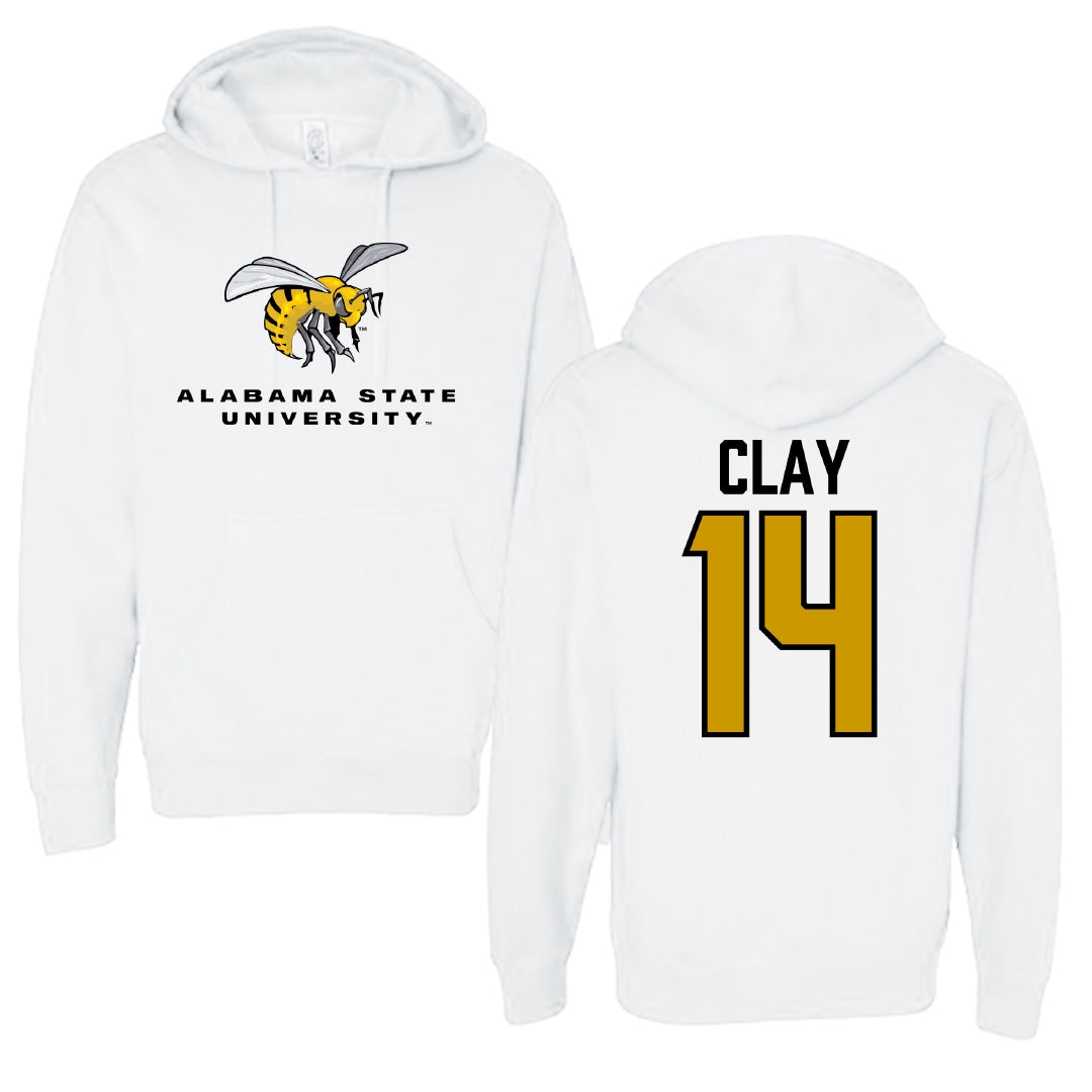 Alabama State University Volleyball White Block Hoodie - #14 Kamrynn Clay