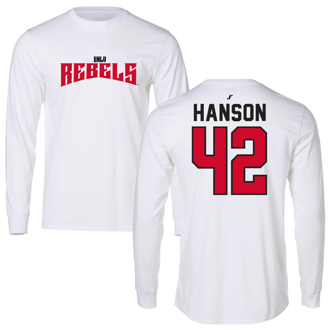 University of Nevada-Las Vegas Baseball White Classic Long Sleeve - #42 Jordan Hanson