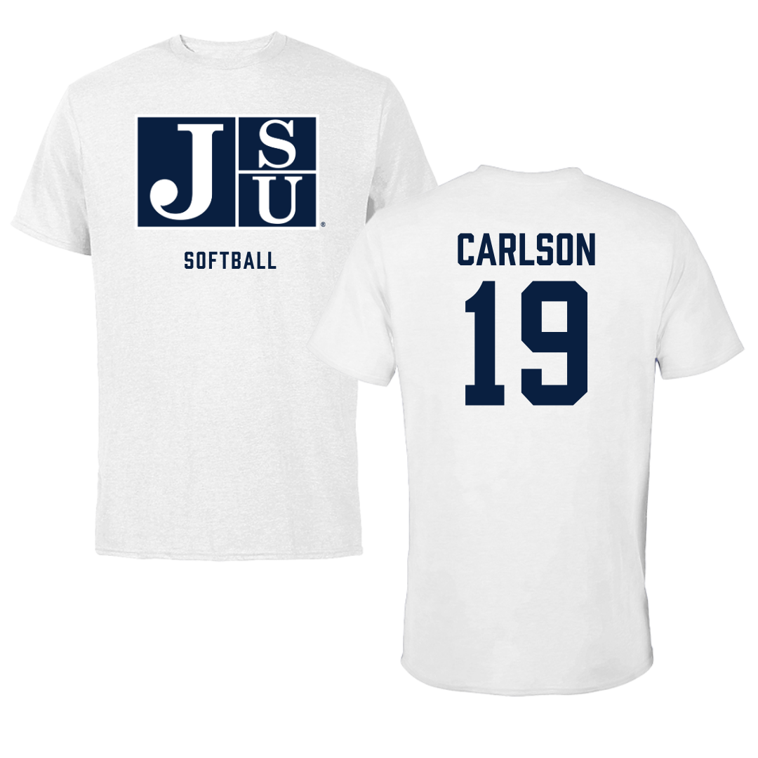 Jackson State University Softball White Tee - #19 Kristina Carlson