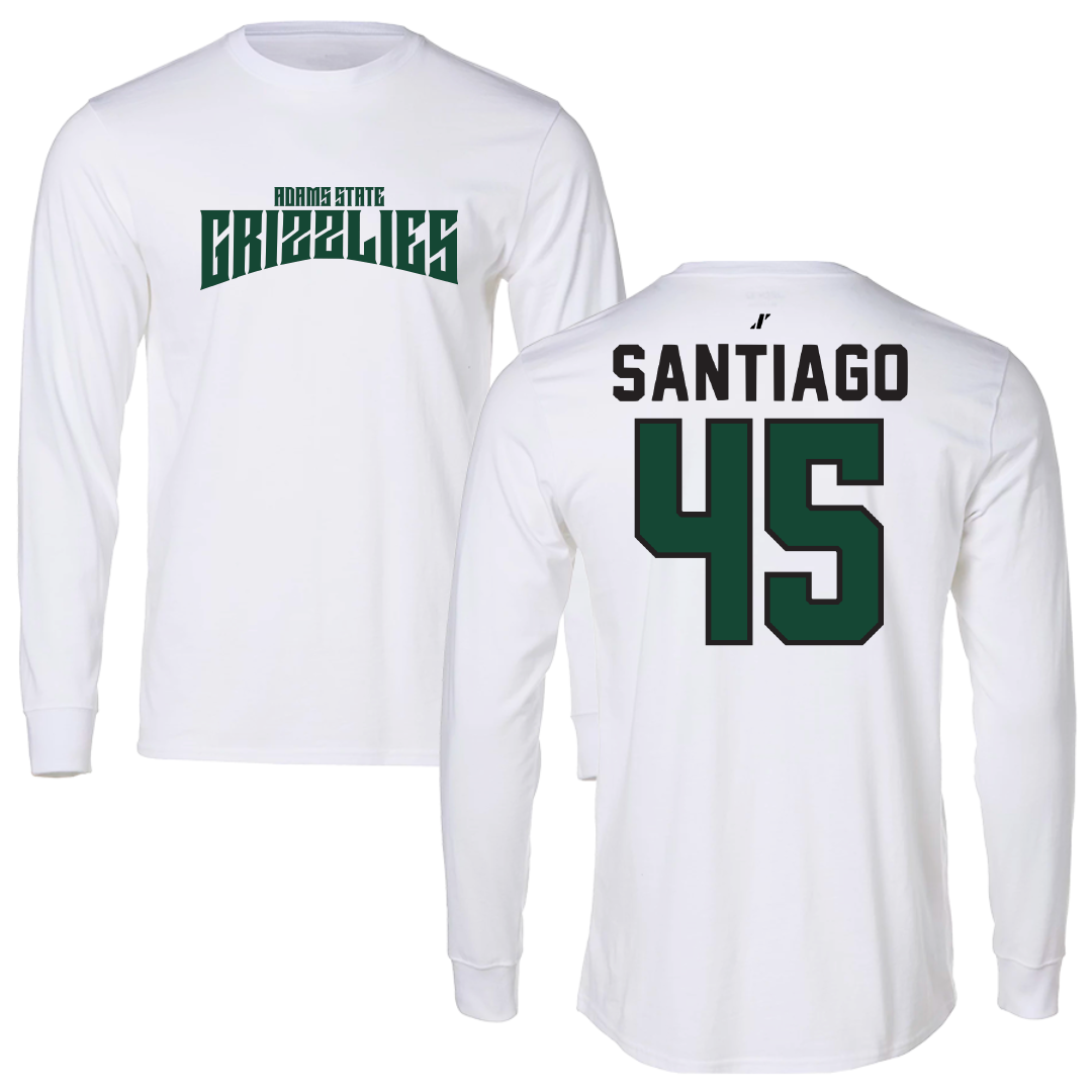 Adams State University Baseball White Classic Performance Long Sleeve - #45 Ricardo Santiago