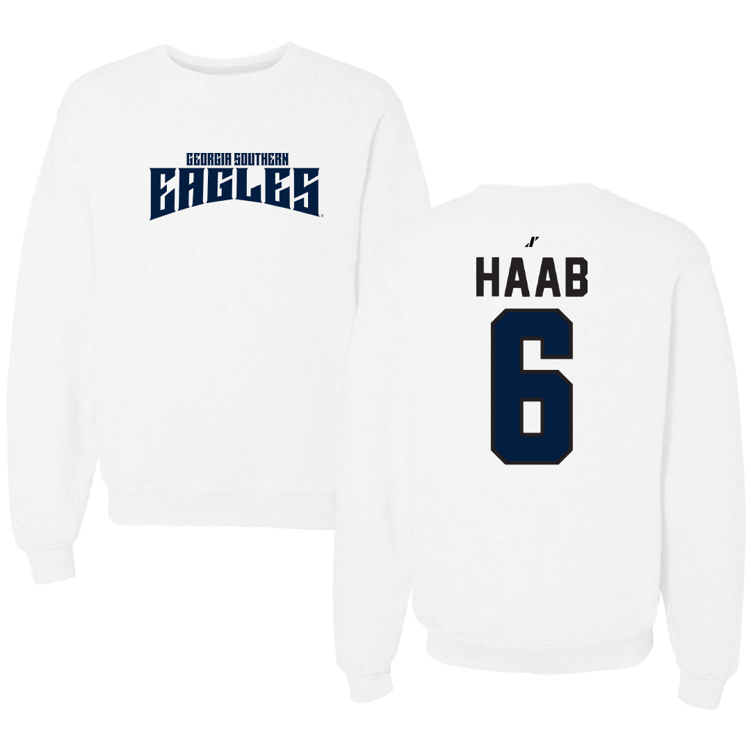 Georgia Southern University Baseball White Classic Crewneck - #6 Daniel Haab