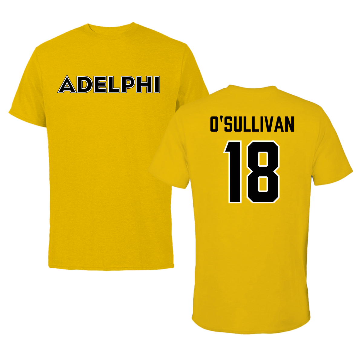 Adelphi University Baseball Gold Performance Tee - #18 Tommy O'Sullivan