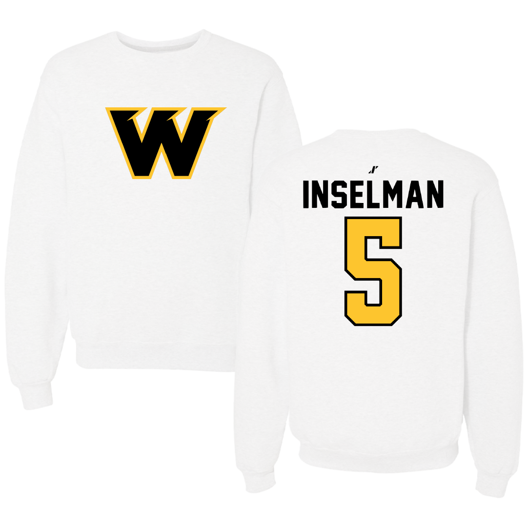 Wayne State College (Nebraska) Basketball White Crewneck - #5 Evan Inselman