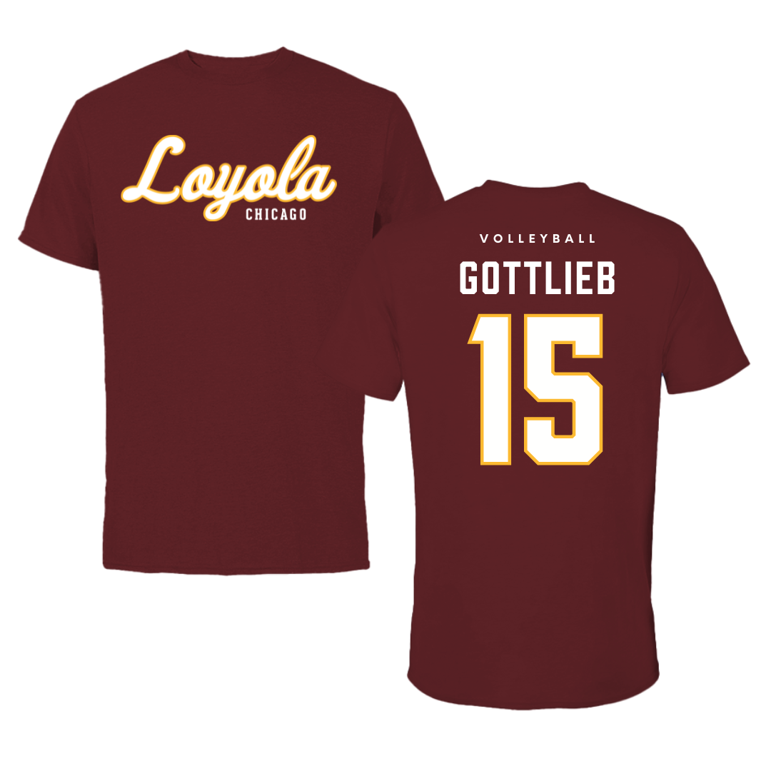 Loyola University-Chicago Volleyball Maroon Loyola Performance Tee - #15 Josh Gottlieb