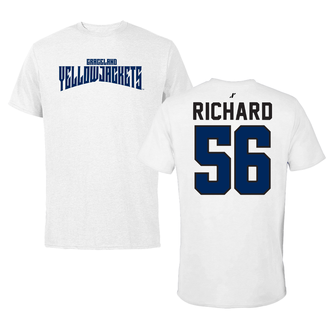 Graceland University Football White Classic Tee - #56 Maurice Richard