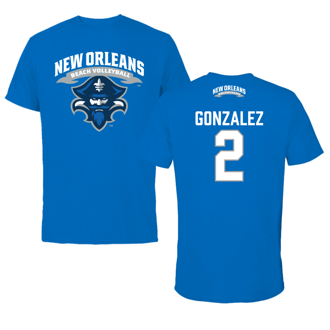 University of New Orleans Beach Volleyball Blue Performance Tee - #2 Stephanie Gonzalez