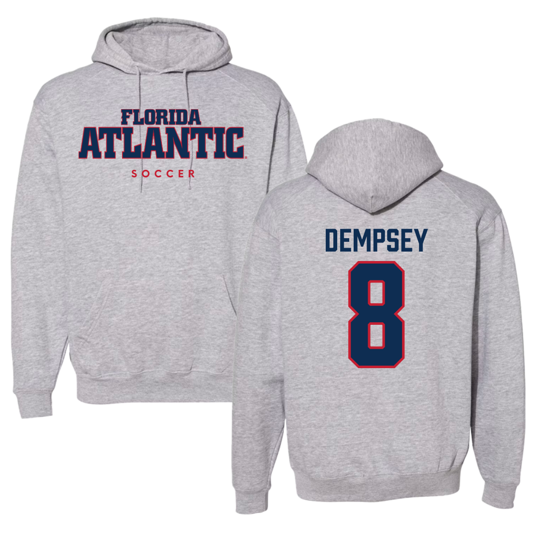 Florida Atlantic University Soccer Gray Hoodie - #8 Drew Dempsey