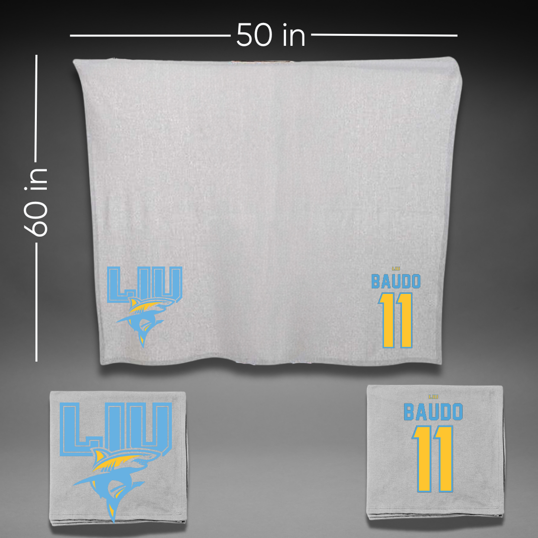 Long Island University Lacrosse Gray Shark Blanket - #11 Ryan Baudo