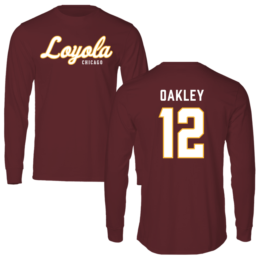Loyola University-Chicago Volleyball Maroon Performance Long Sleeve - #12 Matt Oakley