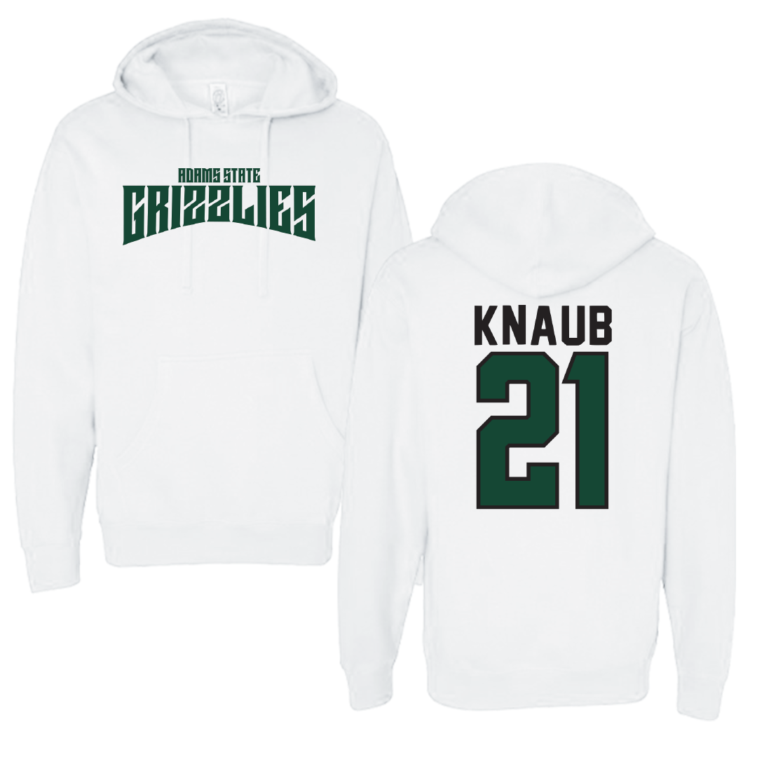 Adams State University Basketball White Classic Hoodie - #21 Michael Knaub