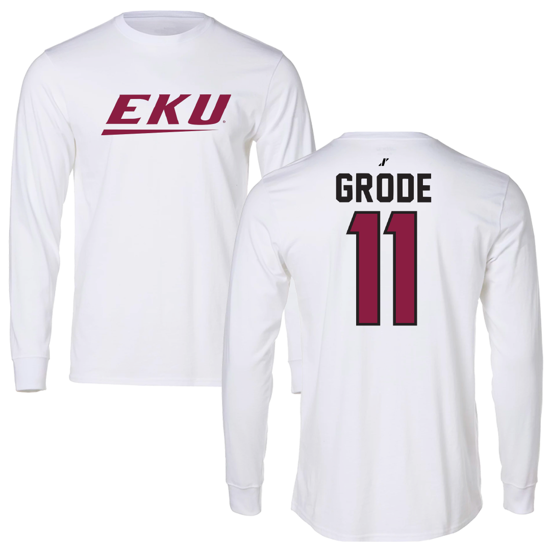 Eastern Kentucky University Soccer White Performance Long Sleeve - #11 Ella Grode