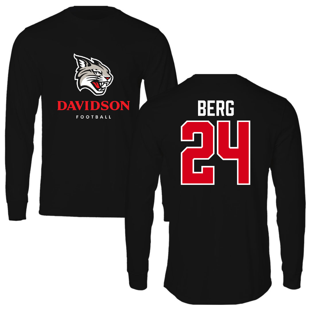 Davidson College Football Black Long Sleeve - #24 Brodey Berg