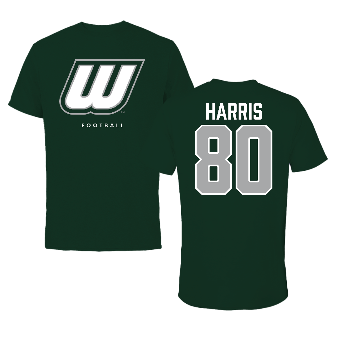 Wagner College Football Forest Green Tee - #80 Christopher Harris