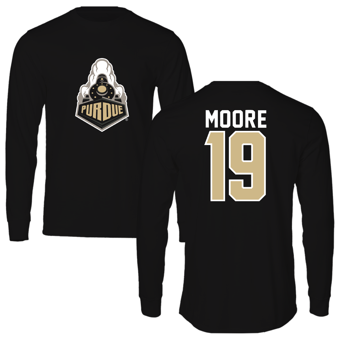 Purdue University Baseball Black Performance Long Sleeve - #19 Avery Moore
